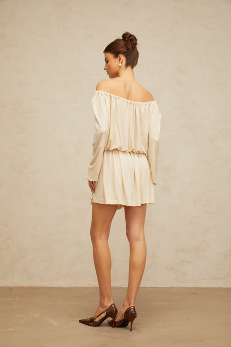 Aurohaya Emma neutrals structured-design mini dress