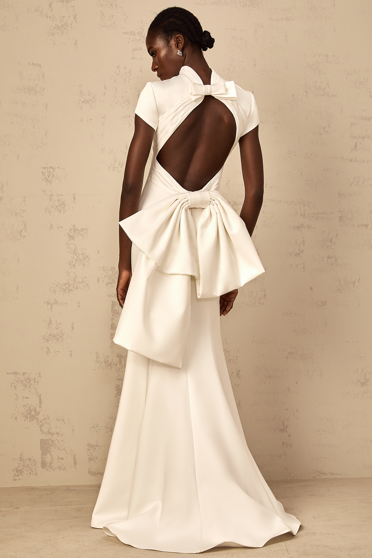 Aurohaya Camille White Statement Bow Mermaid Maxi Dress
