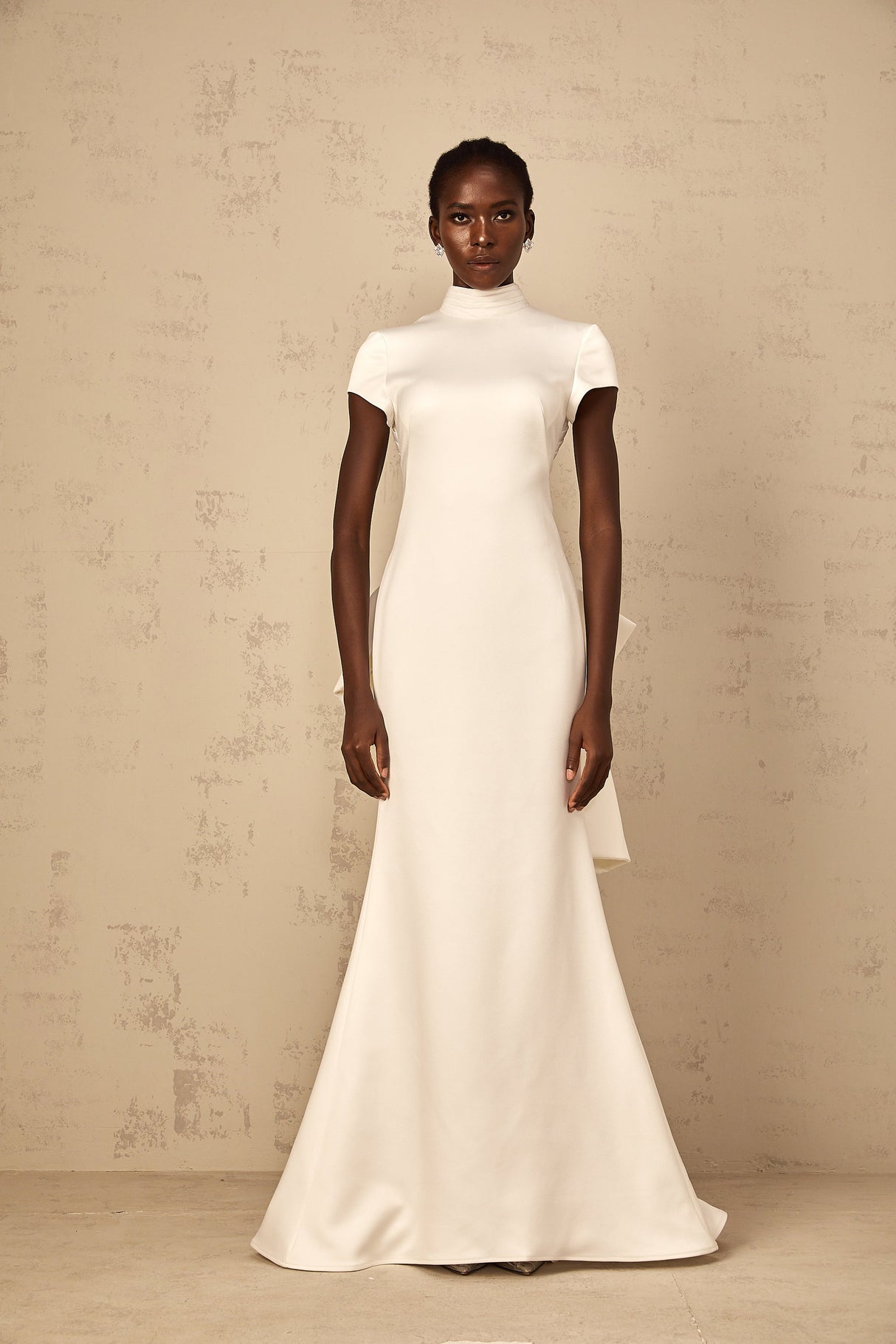 Aurohaya Camille White Statement Bow Mermaid Maxi Dress