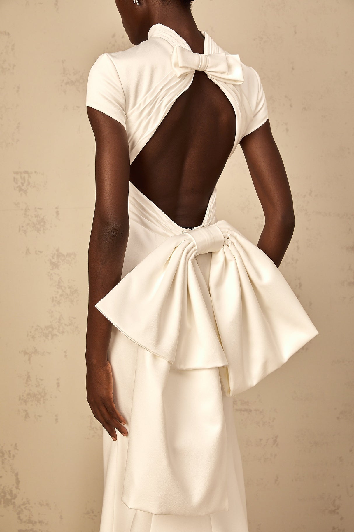 Aurohaya Camille White Statement Bow Mermaid Maxi Dress