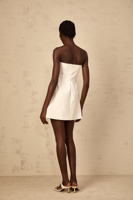 Aurohaya Irène White Off-Shoulder Sequin Floral Embroidered Mini Dress