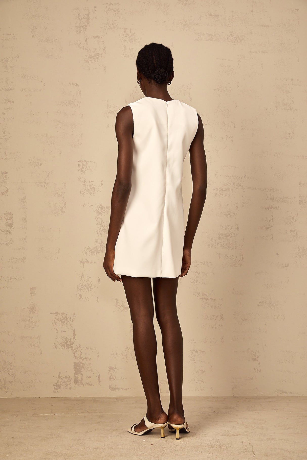 Aurohaya Irène White Sequin Floral Embroidered Mini Dress
