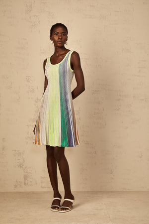 Aurohaya Amaryllis Green Sequin Striped Knit Mini Dress