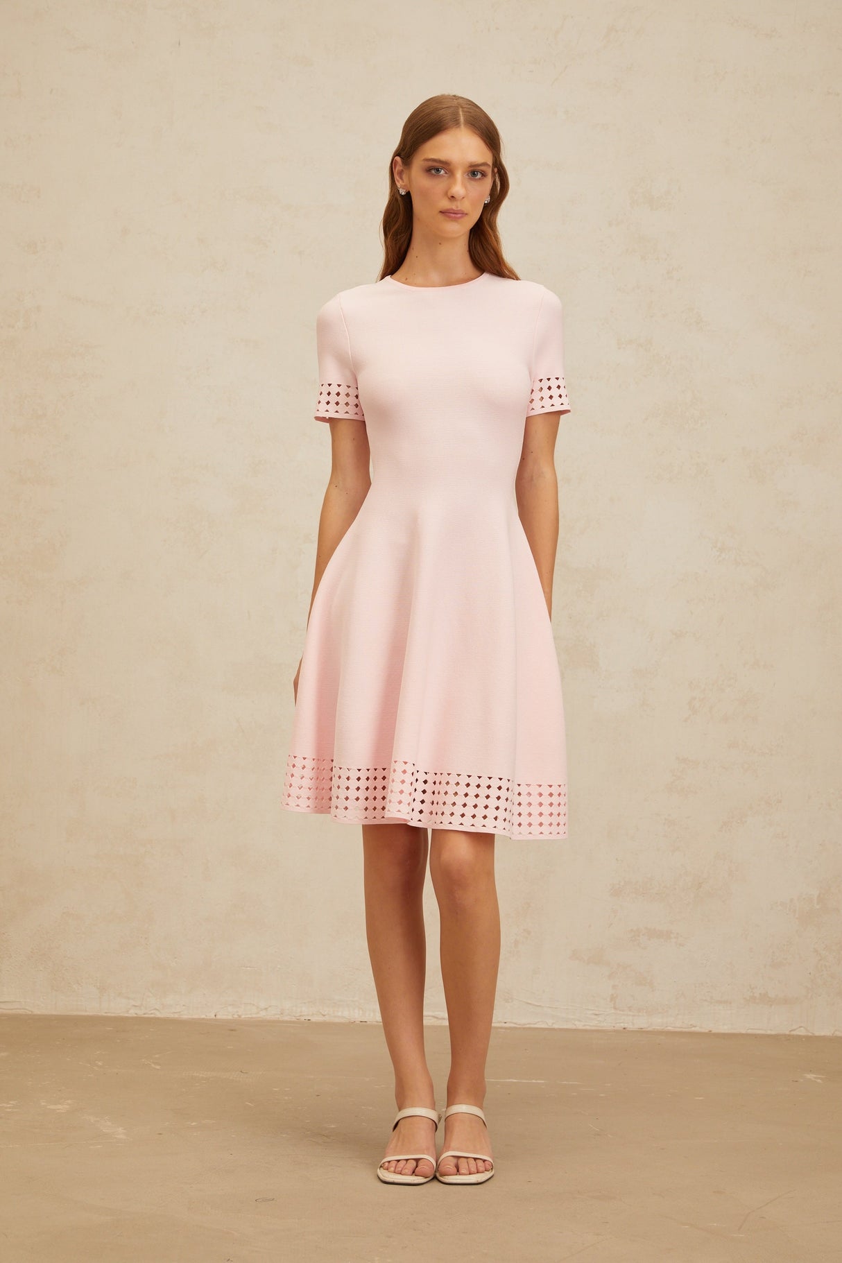 Aurohaya Isidore Pink Cut-Out Detail Knit Mini Dress