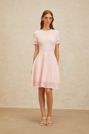 Aurohaya Isidore Pink Cut-Out Detail Knit Mini Dress