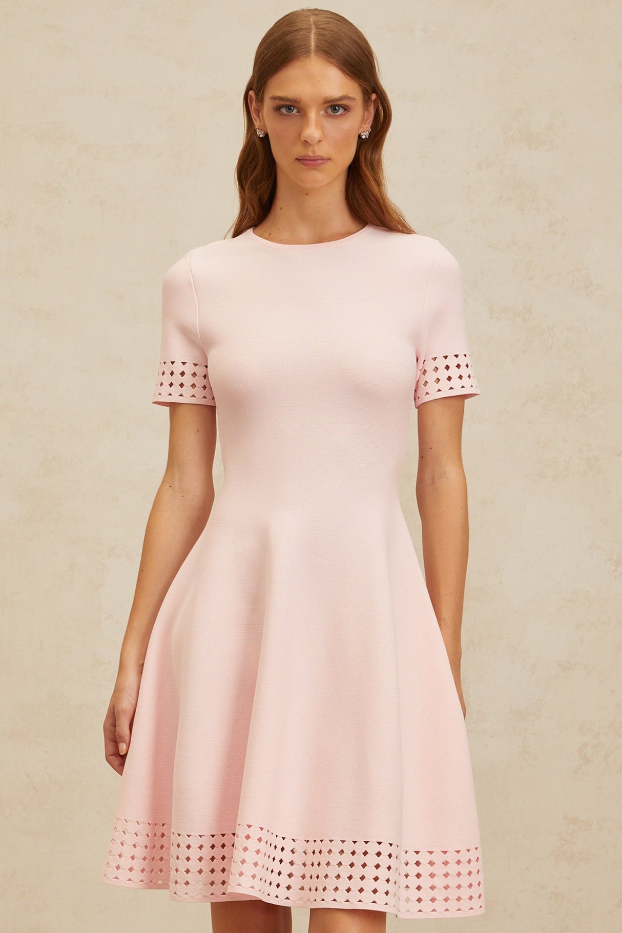 Aurohaya Isidore Pink Cut-Out Detail Knit Mini Dress