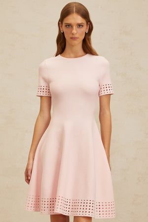 Aurohaya Isidore Pink Cut-Out Detail Knit Mini Dress