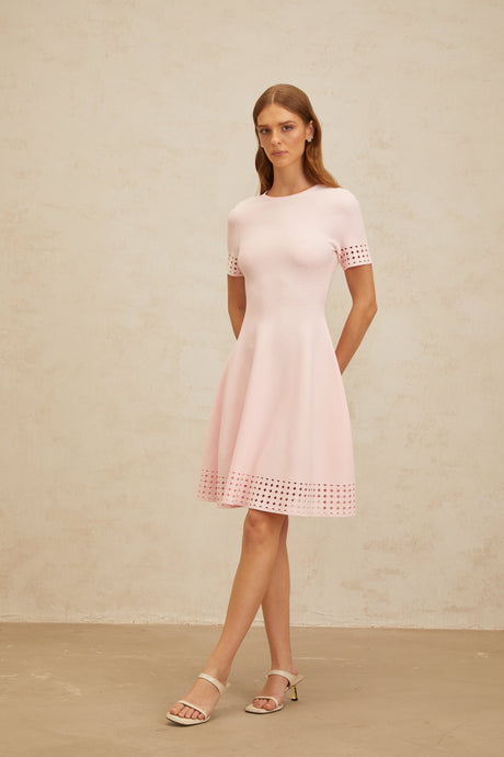 Aurohaya Isidore Pink Cut-Out Detail Knit Mini Dress