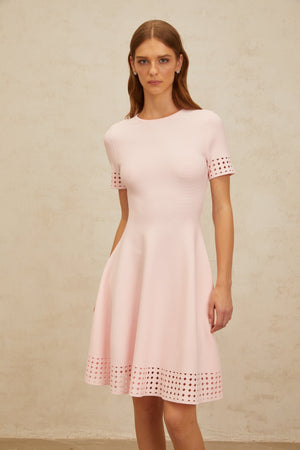 Aurohaya Isidore Pink Cut-Out Detail Knit Mini Dress