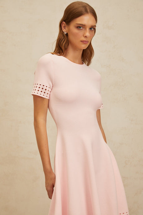 Aurohaya Isidore Pink Cut-Out Detail Knit Mini Dress