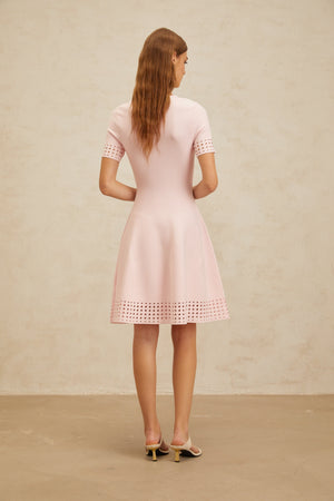 Aurohaya Isidore Pink Cut-Out Detail Knit Mini Dress
