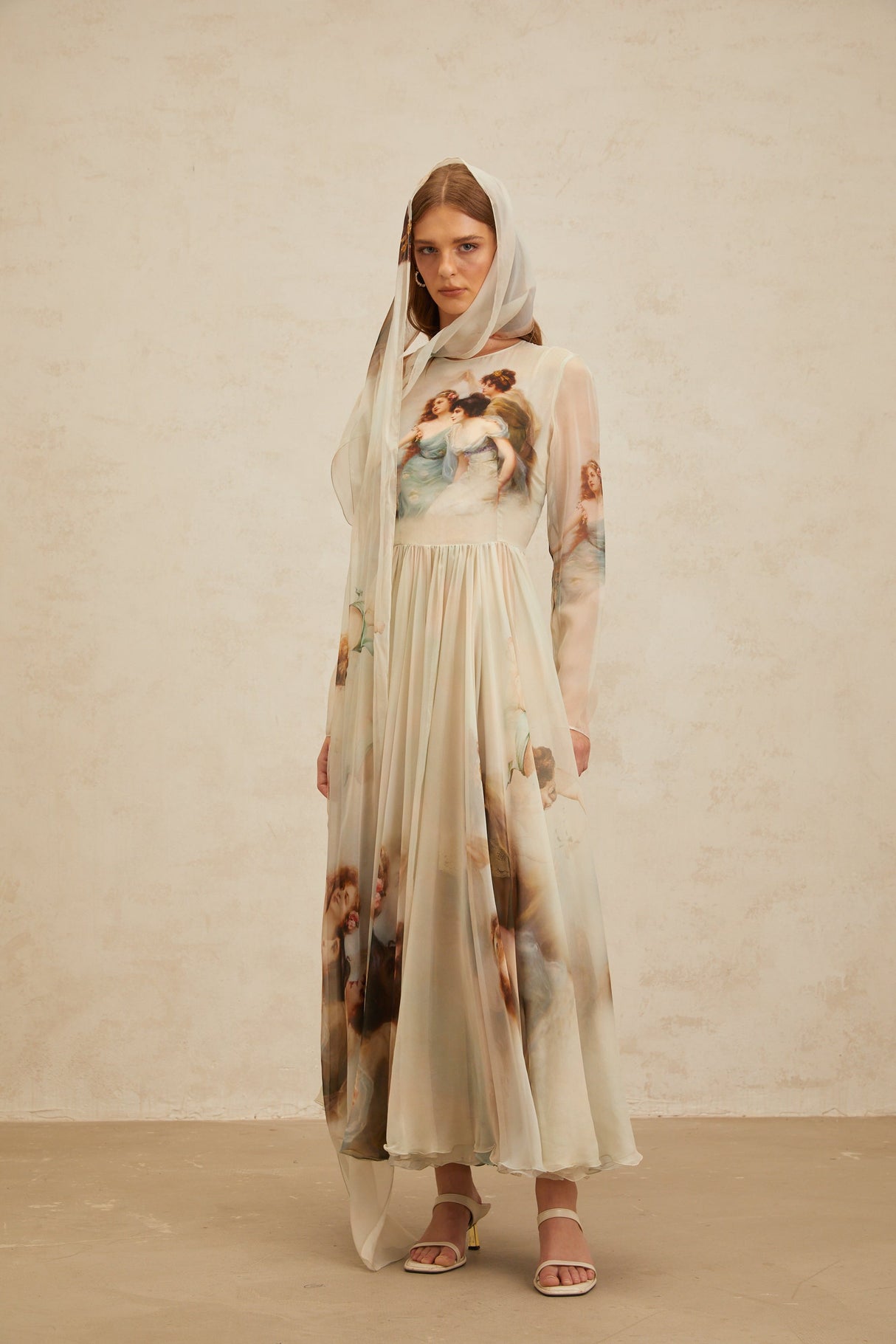 Aurohaya Manon Green Graphic Print Silk Maxi Dress