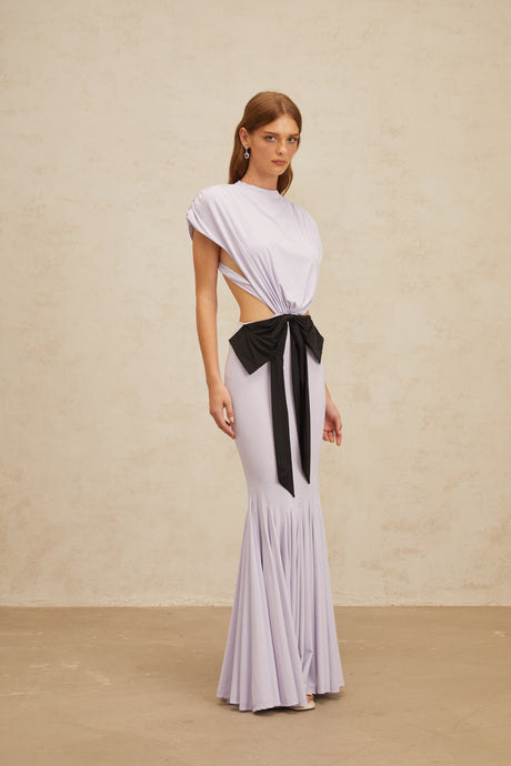 Aurohaya Manon Purple Bowknot Cut-Out Maxi Dress