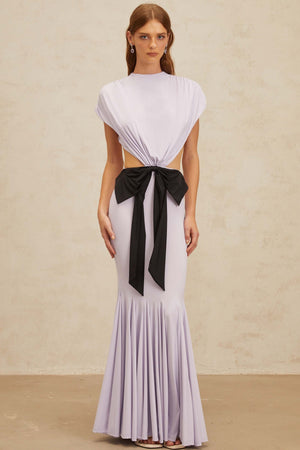 Aurohaya Manon Purple Bowknot Cut-Out Maxi Dress
