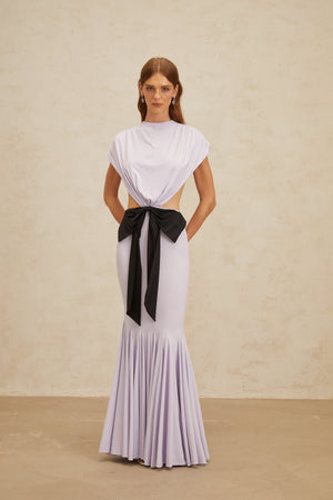 Aurohaya Manon Purple Bowknot Cut-Out Maxi Dress