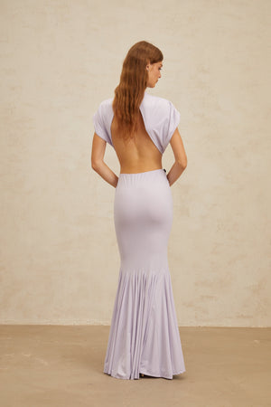 Aurohaya Manon Purple Bowknot Cut-Out Maxi Dress