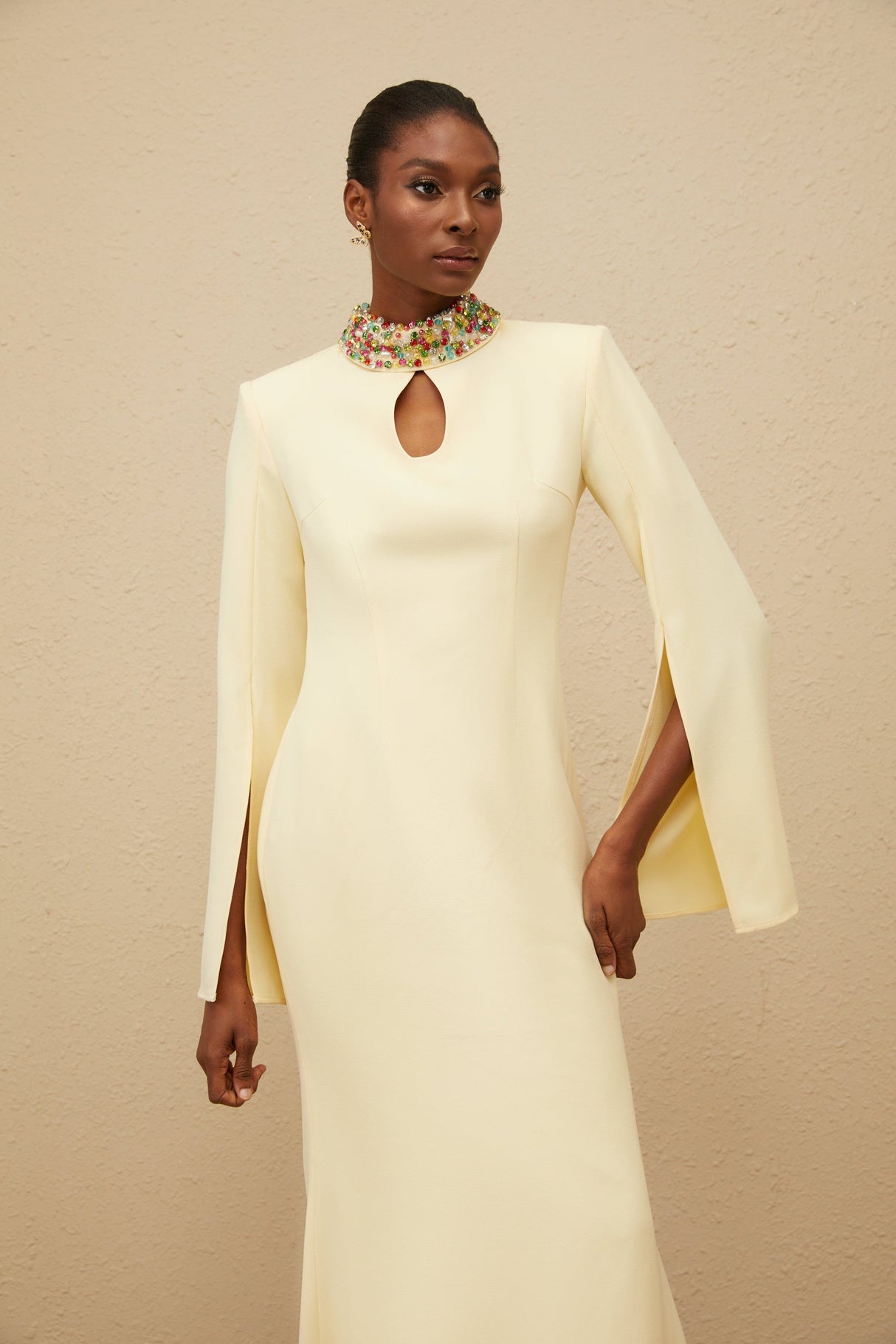 Aurohaya Majestueuse Yellow Keyhole-Detail Mermaid Gown