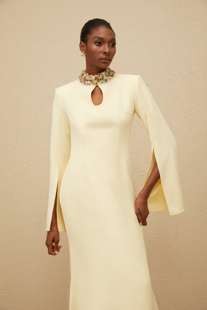 Aurohaya Majestueuse Yellow Keyhole-Detail Mermaid Gown
