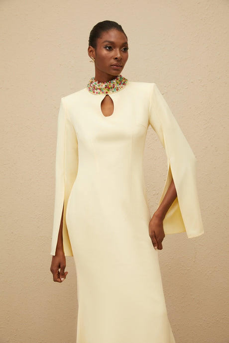 Aurohaya Majestueuse Yellow Keyhole-Detail Mermaid Gown