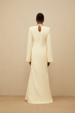 Aurohaya Majestueuse Yellow Keyhole-Detail Mermaid Gown