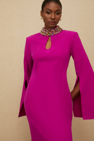 Aurohaya Majestueuse Fuchsia Keyhole-Detail Mermaid Gown
