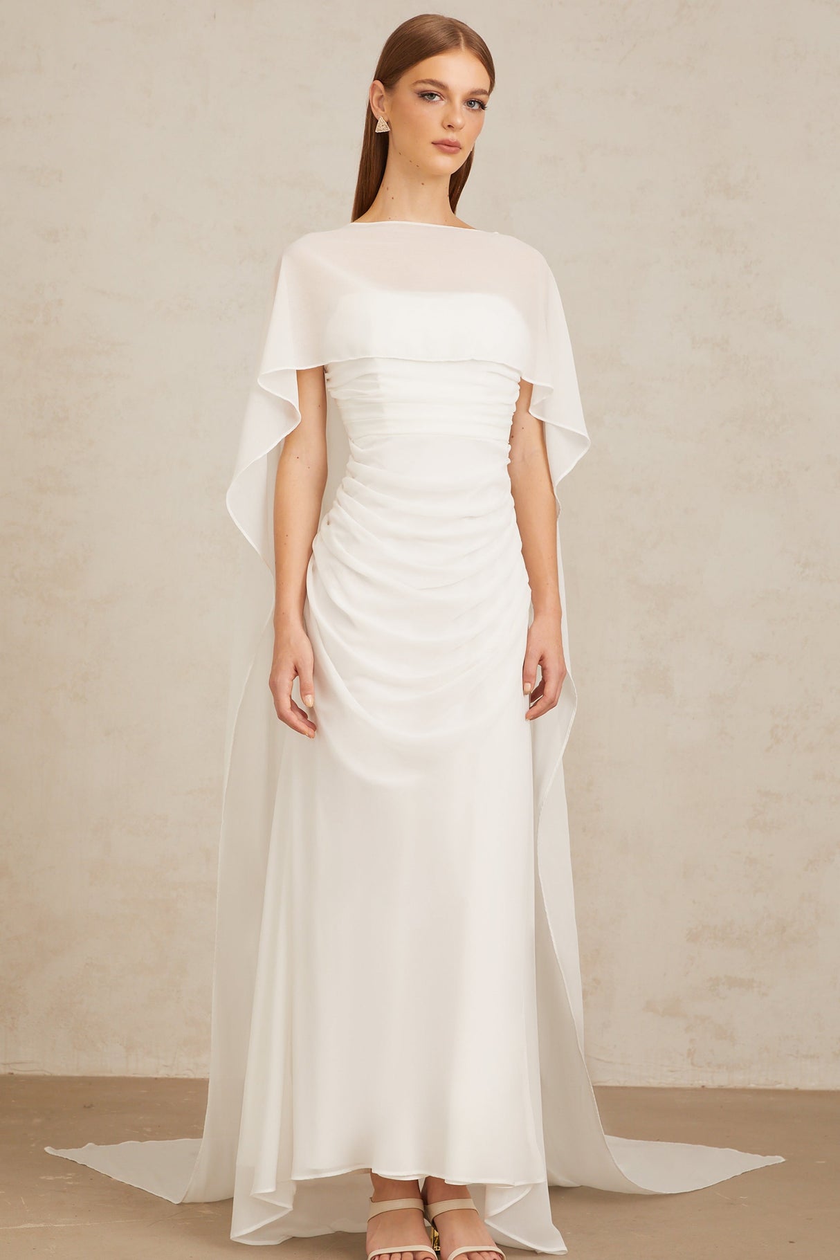 Aurohaya Léonie White Tulle Cape & Dress Set
