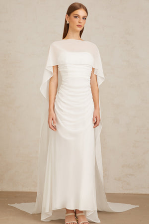 Aurohaya Léonie White Tulle Cape & Dress Set