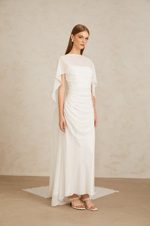 Aurohaya Léonie White Tulle Cape & Dress Set