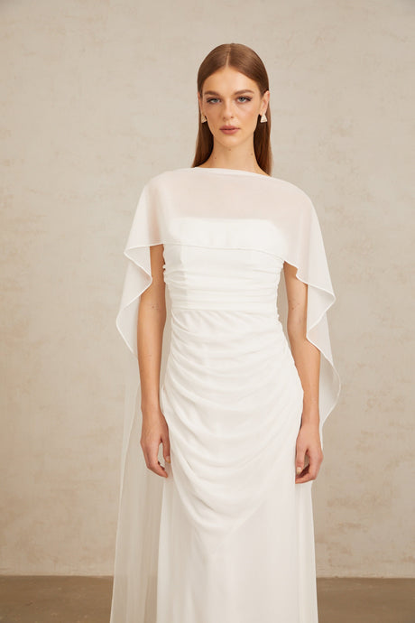 Aurohaya Léonie White Tulle Cape & Dress Set