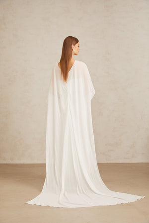 Aurohaya Léonie White Tulle Cape & Dress Set