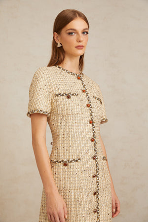 Aurohaya Énergie Neutral A-Line Tweed Mini Dress