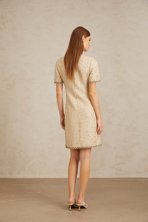 Aurohaya Énergie Neutral A-Line Tweed Mini Dress