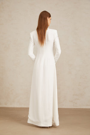 Aurohaya Aloïse White Embellished Maxi Gown