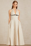 Estelle White Polka Dot Midi Dress