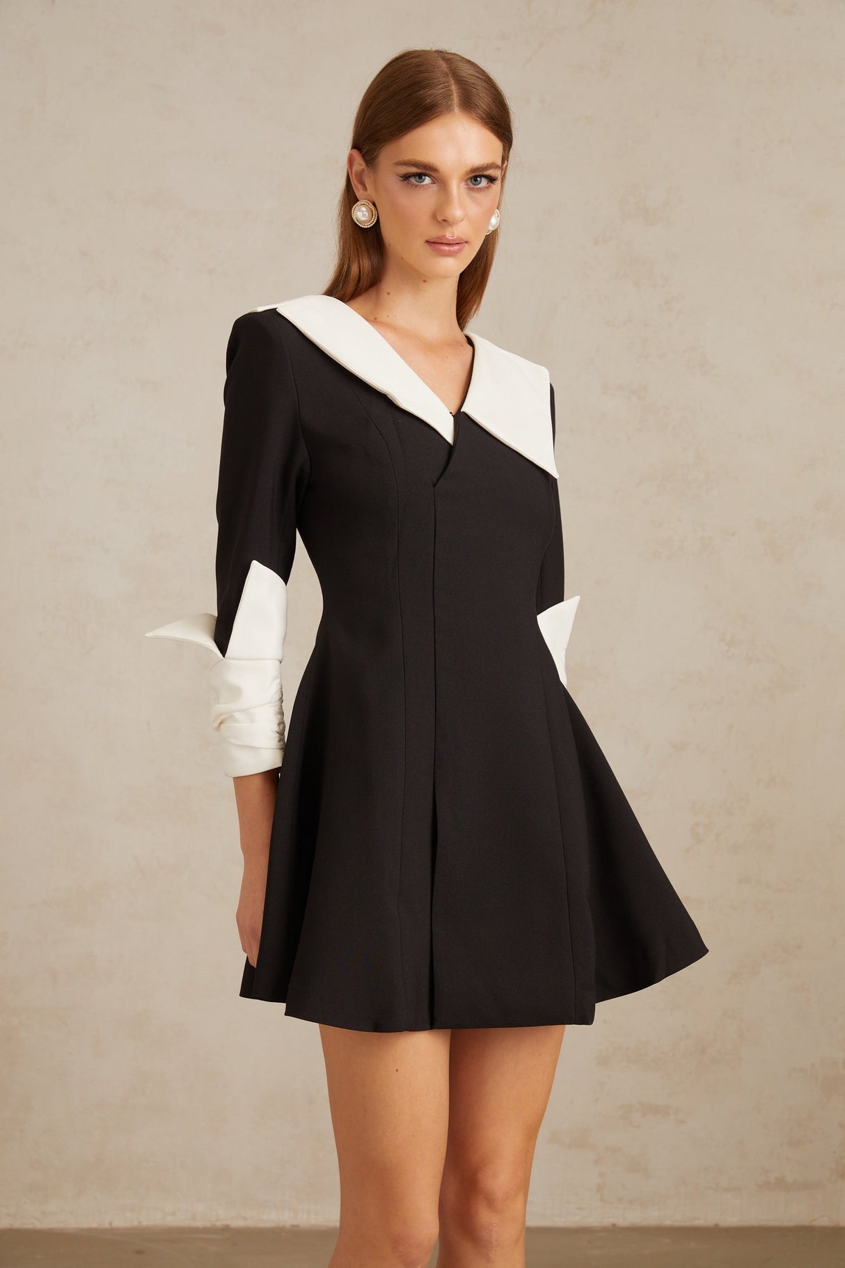 Aurohaya Carine Color Block Flared Mini Dress