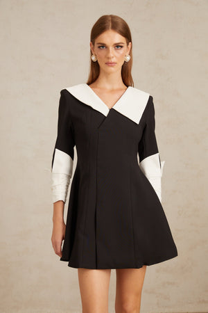 Aurohaya Carine Color Block Flared Mini Dress
