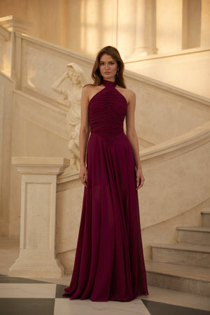 Aurohaya Kerstin Purple Ruched Maxi Dress