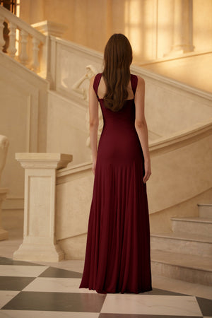 Aurohaya Rêverie Red Sweetheart Neck Maxi Dress