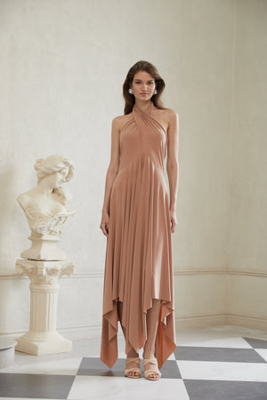 Aurohaya Infini Khaki Convertible Midi Dress
