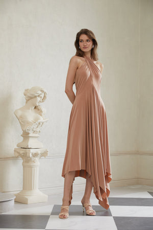 Aurohaya Infini Khaki Convertible Midi Dress