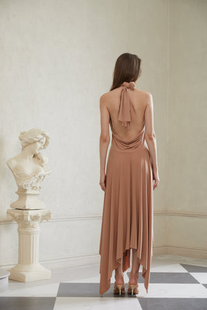 Aurohaya Infini Khaki Convertible Midi Dress