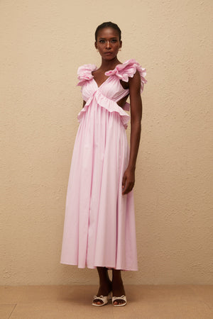 Aurohaya Adélaïde Pink Open Back Maxi Dress