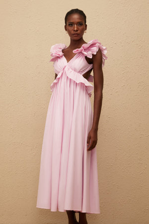 Aurohaya Adélaïde Pink Open Back Maxi Dress