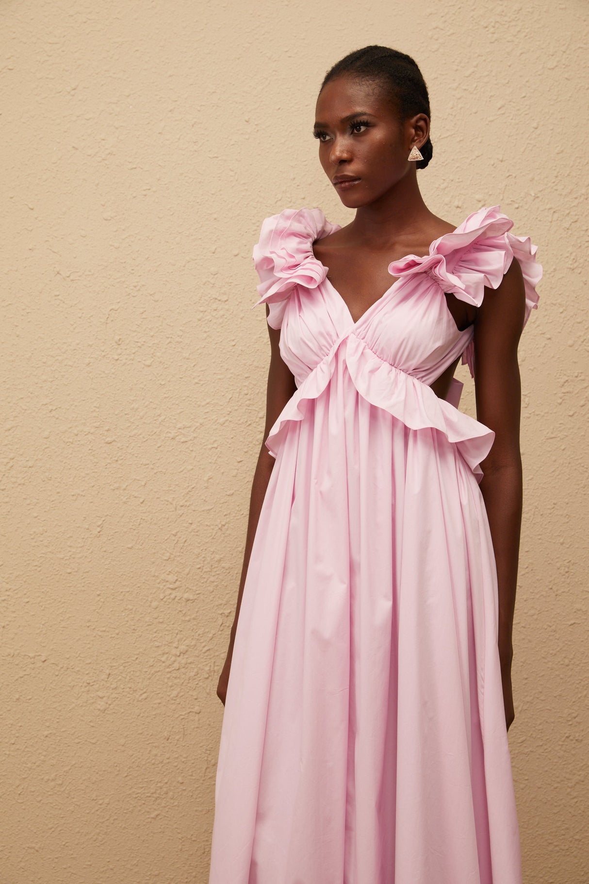 Aurohaya Adélaïde Pink Open Back Maxi Dress