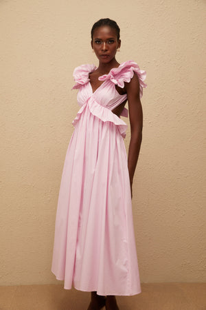 Aurohaya Adélaïde Pink Open Back Maxi Dress