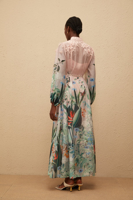 Aurohaya Delphine Green Floral Print Maxi Dress