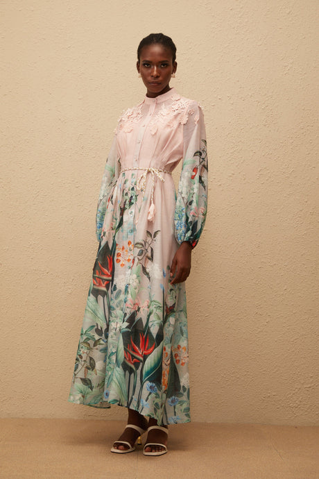 Aurohaya Delphine Green Floral Print Maxi Dress