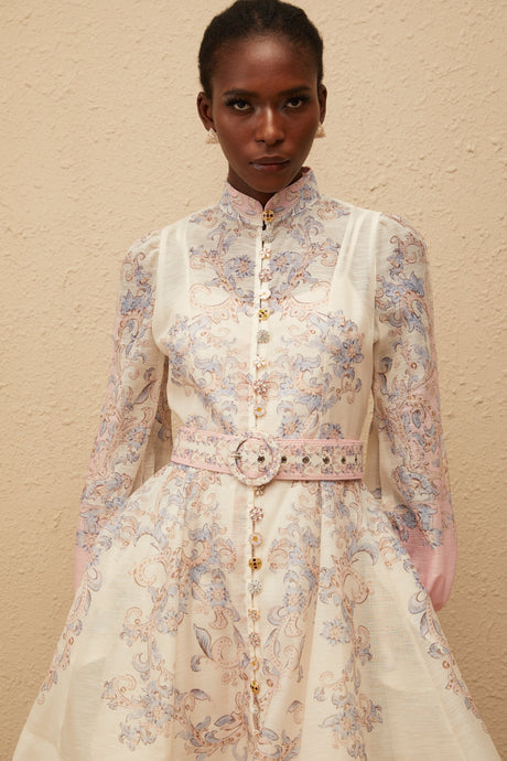 Aurohaya Fabienne Neutral Floral Print Mini Dress