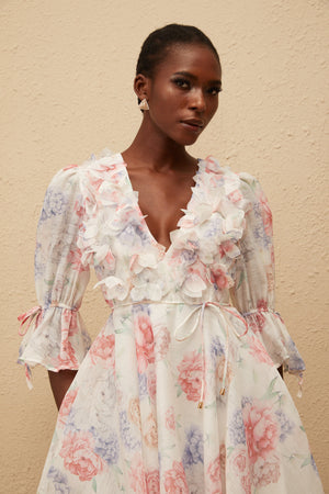 Aurohaya Téa White Floral Appliqué Mini Dress