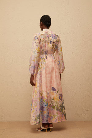 Aurohaya Delphine Pink Floral Print Maxi Dress
